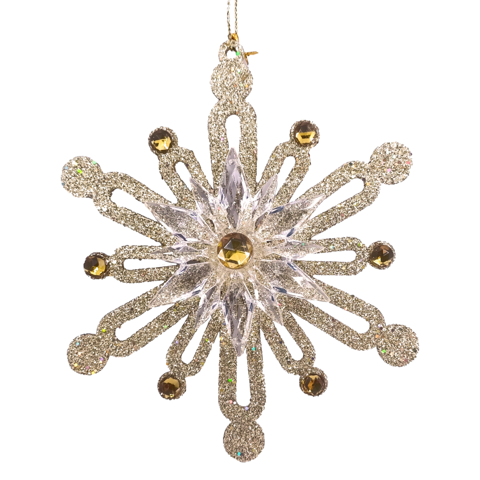 Gold Glitter Snowflake - Christmas Heirloom Company