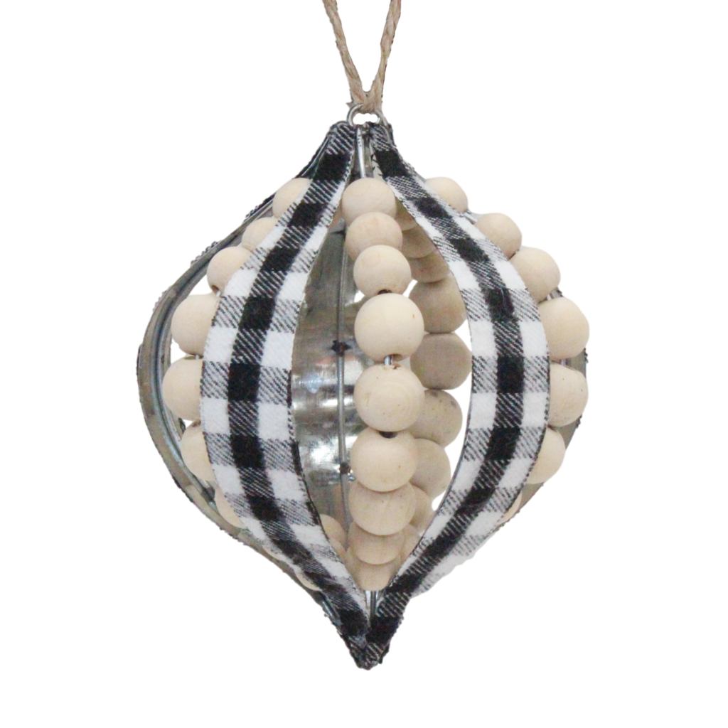 Finial with Beads & Plaid Panel Christmas Heirloom Company