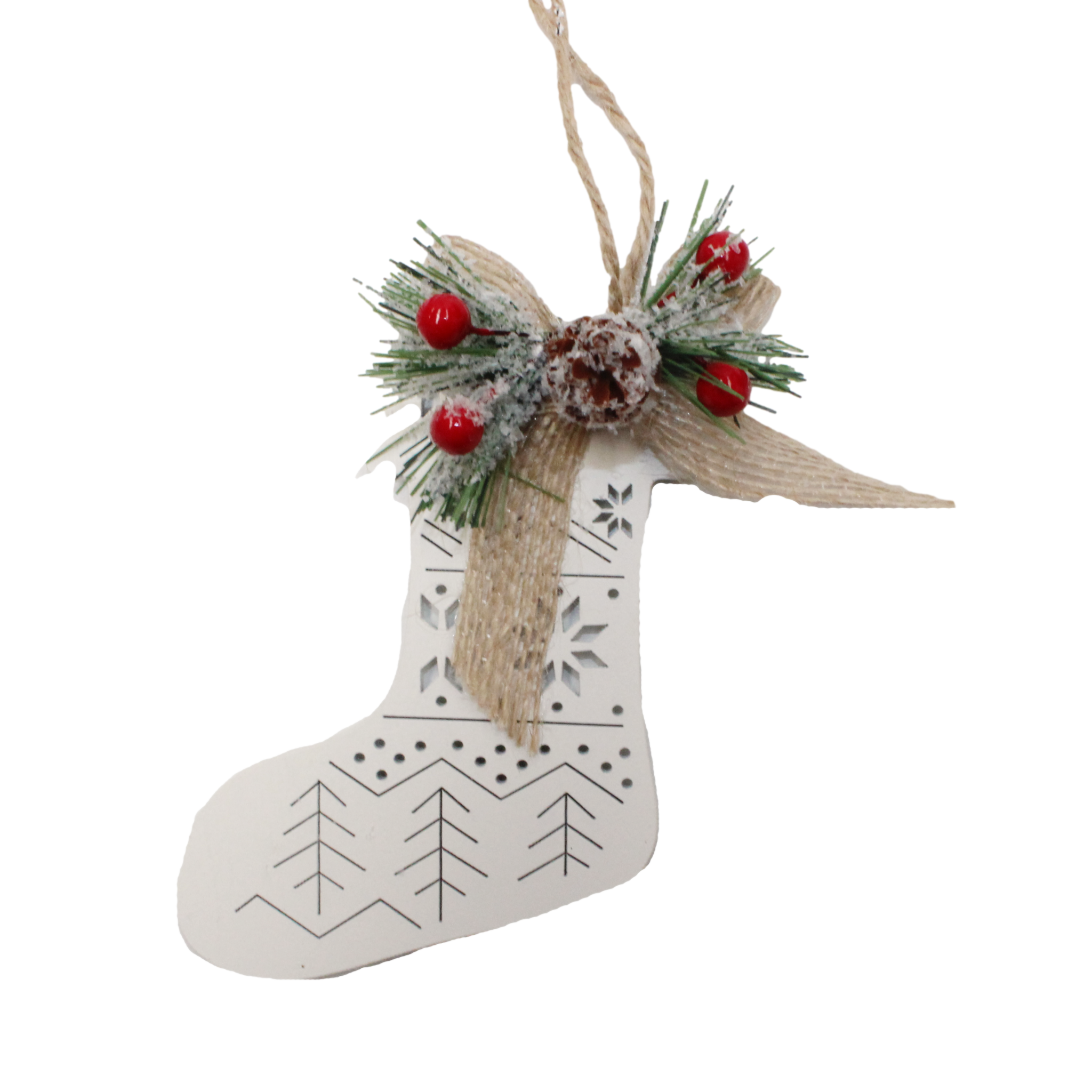 Stocking With Jute Ribbon Christmas Heirloom Company