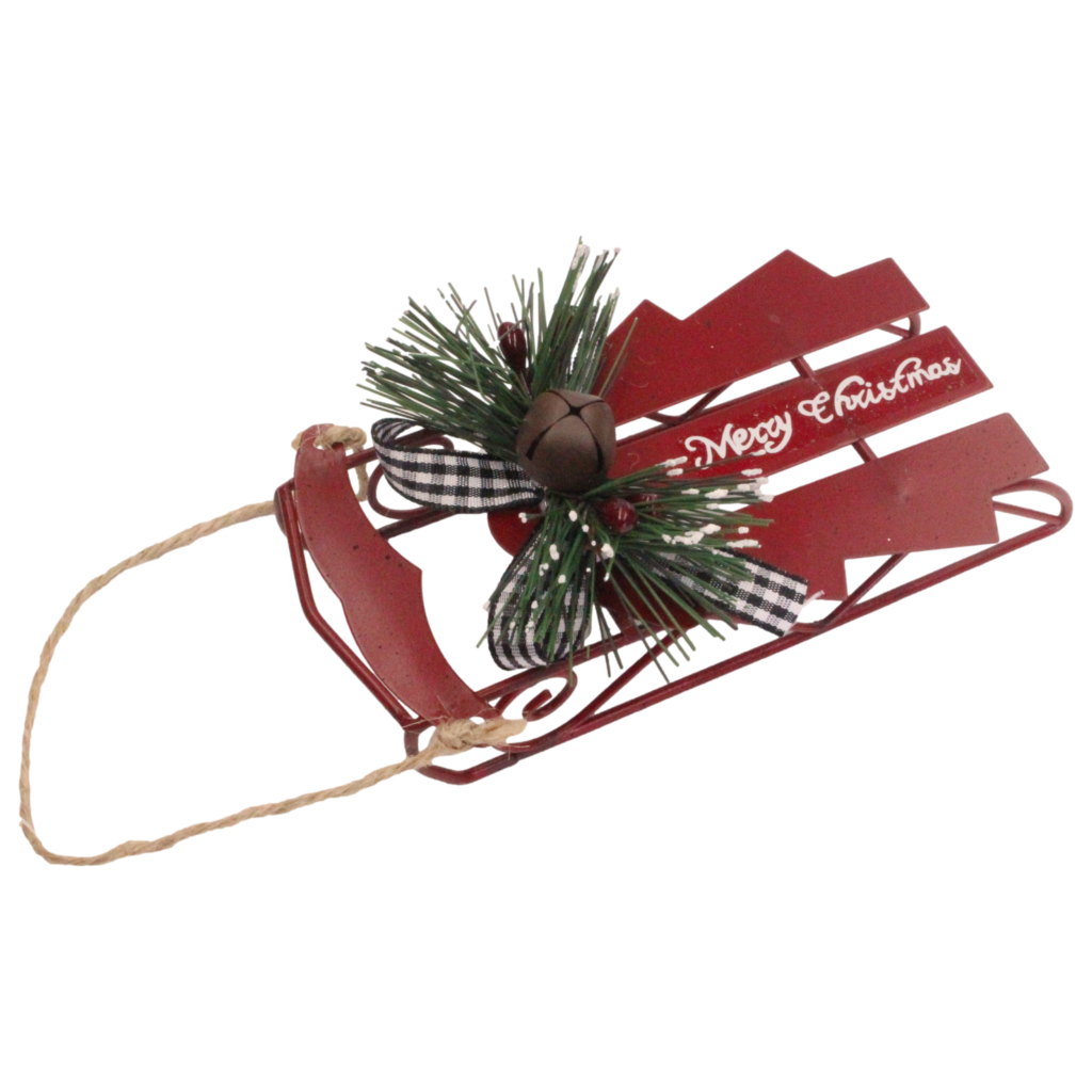 Sled With Tartan Bow Christmas Heirloom Company