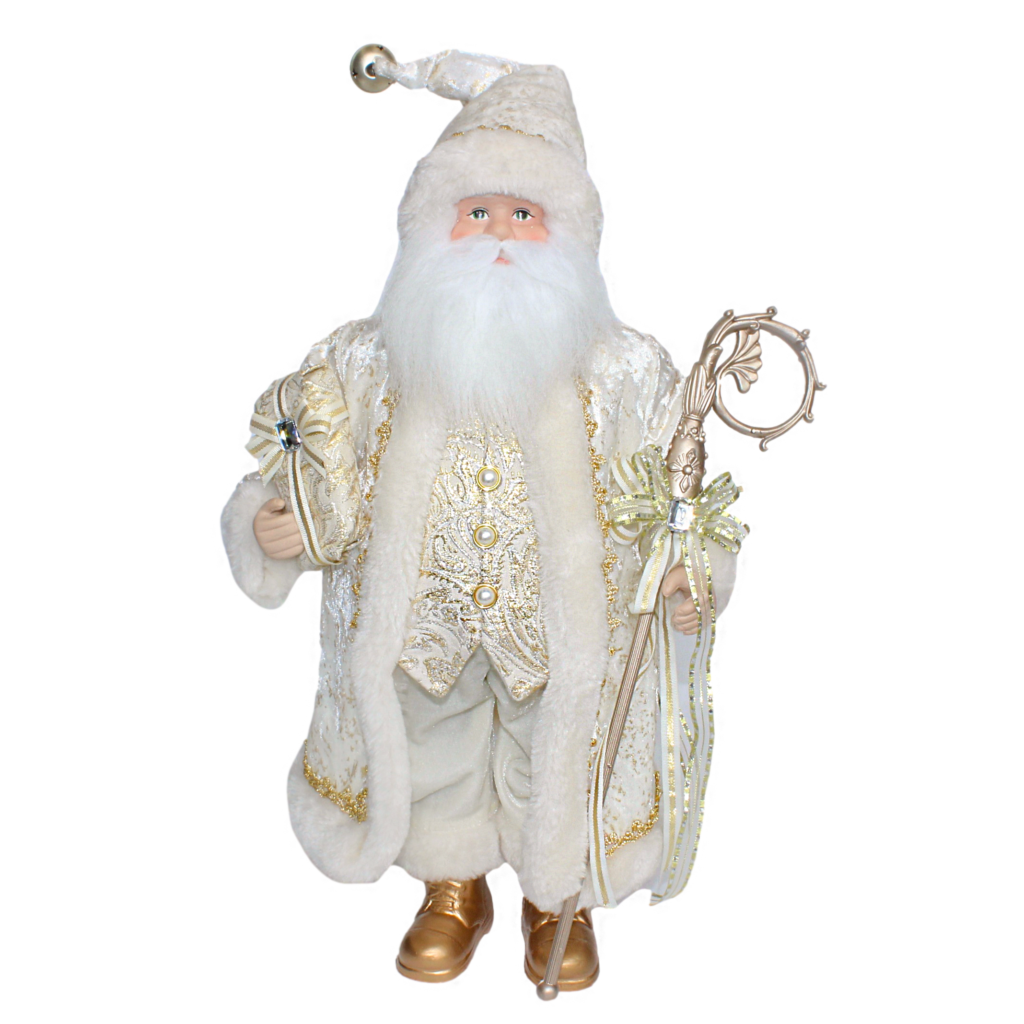 Traditional Santa In Cream Coat Christmas Heirloom Company