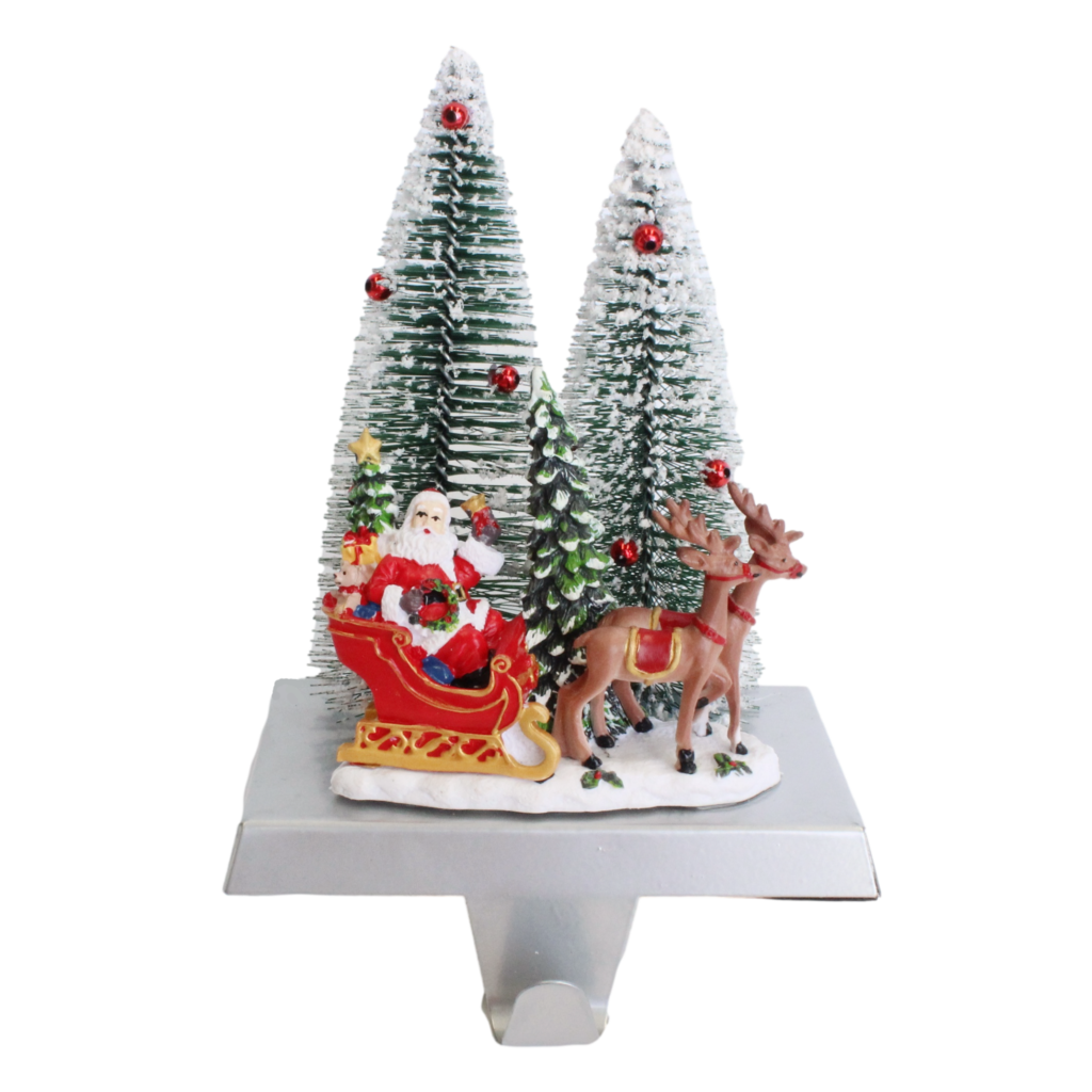 Stocking Holder Santa Deer Christmas Heirloom Company
