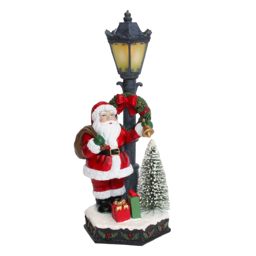 Santa With Street Light Christmas Heirloom Company