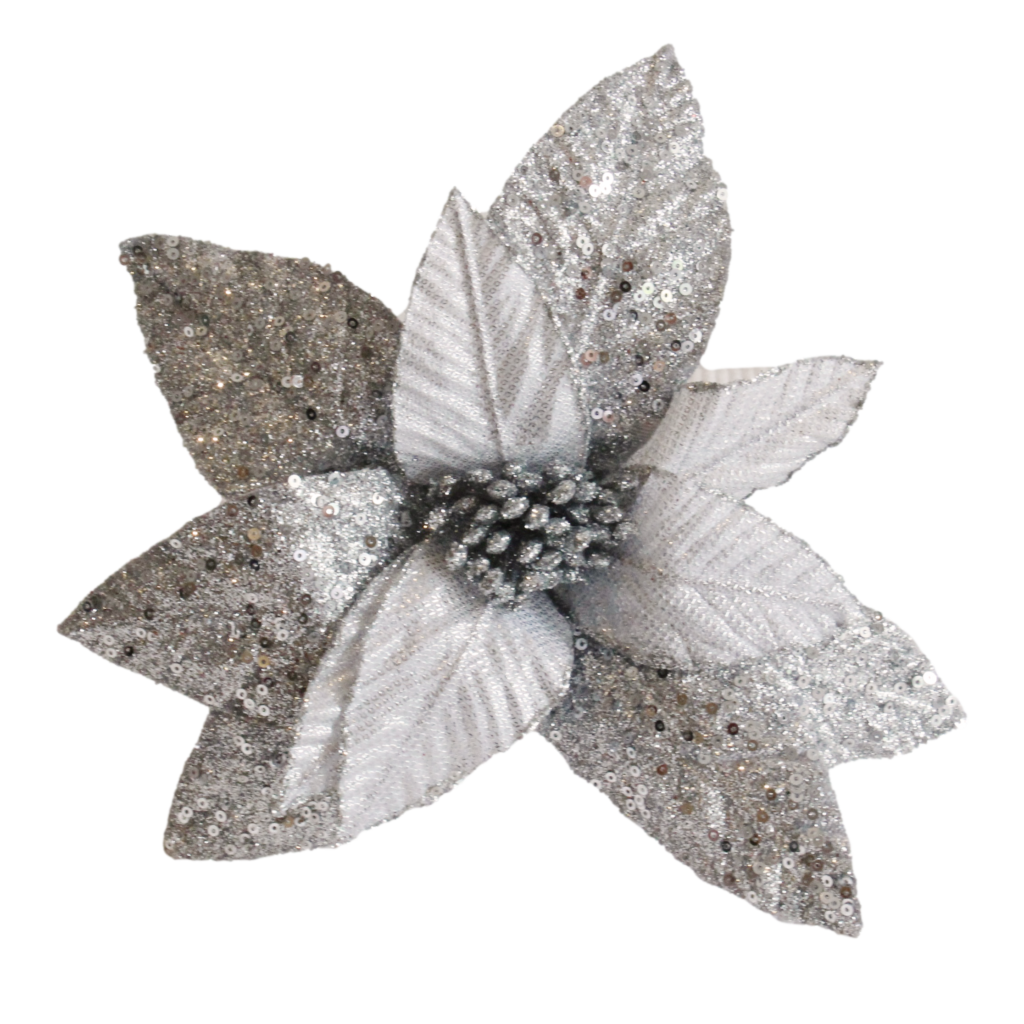 White and Silver Poinsettia - Christmas Heirloom Company