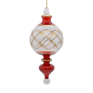 Etched Finial with Red Top