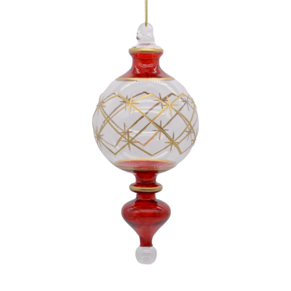 Etched Finial with Red Top