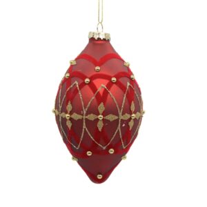 Red Finial - Beads & Velvet Swirl