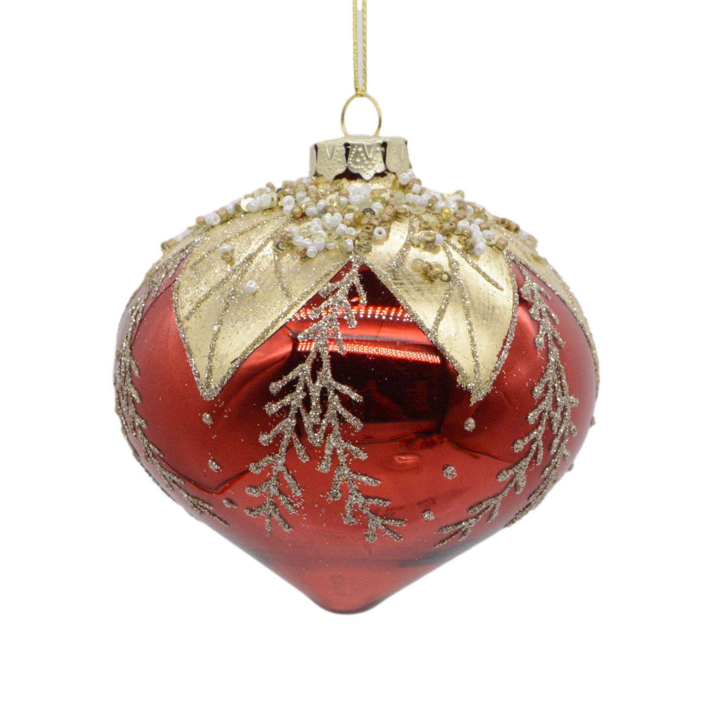 Red Onion - Gold Feather Pattern