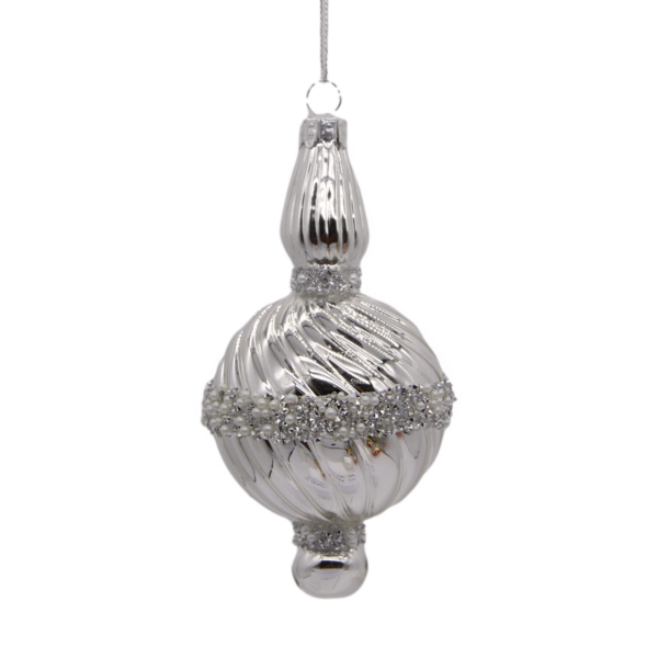 Silver Finial - Beaded Band