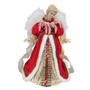 Red Gold Angel Tree Topper