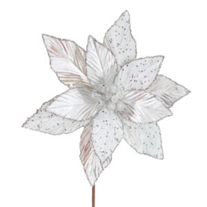 Silver Leather Like Poinsettia