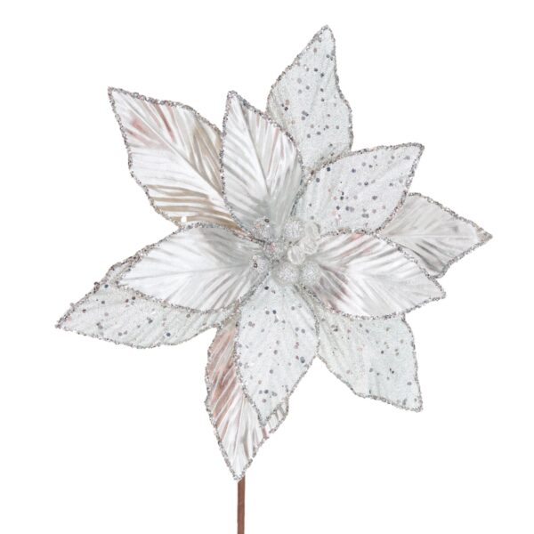 Silver Leather Like Poinsettia