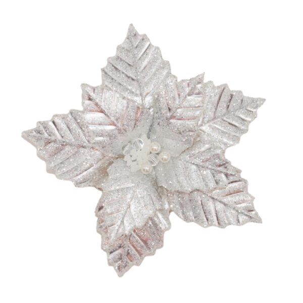 Silver Glitter Poinsettia