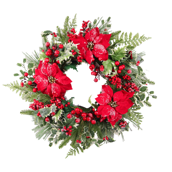 Frosted Poinsettia Wreath