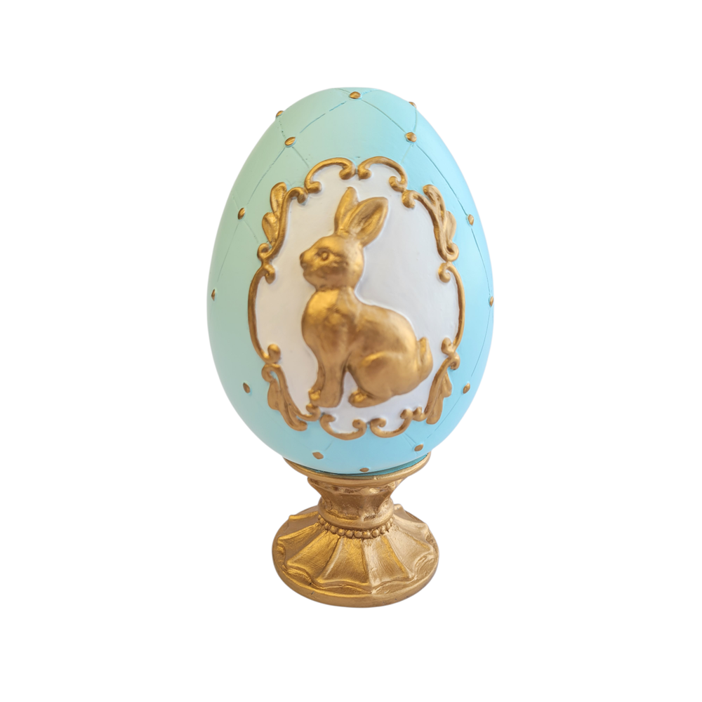 Blue Egg with Gold Bunny