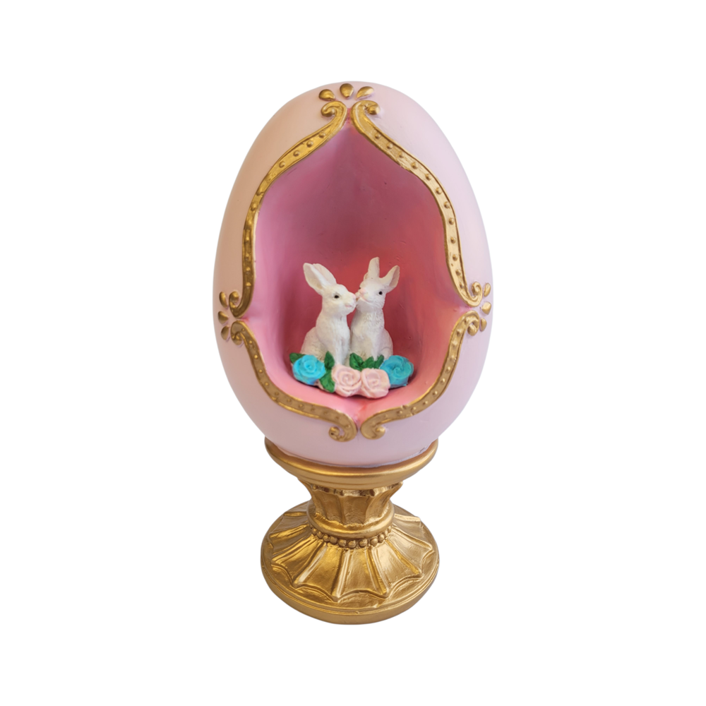 Pink Open Egg with Bunnies