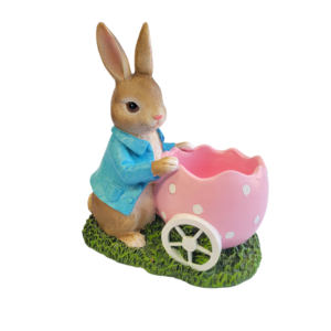 Blue Jacket Bunny with a Pink Egg